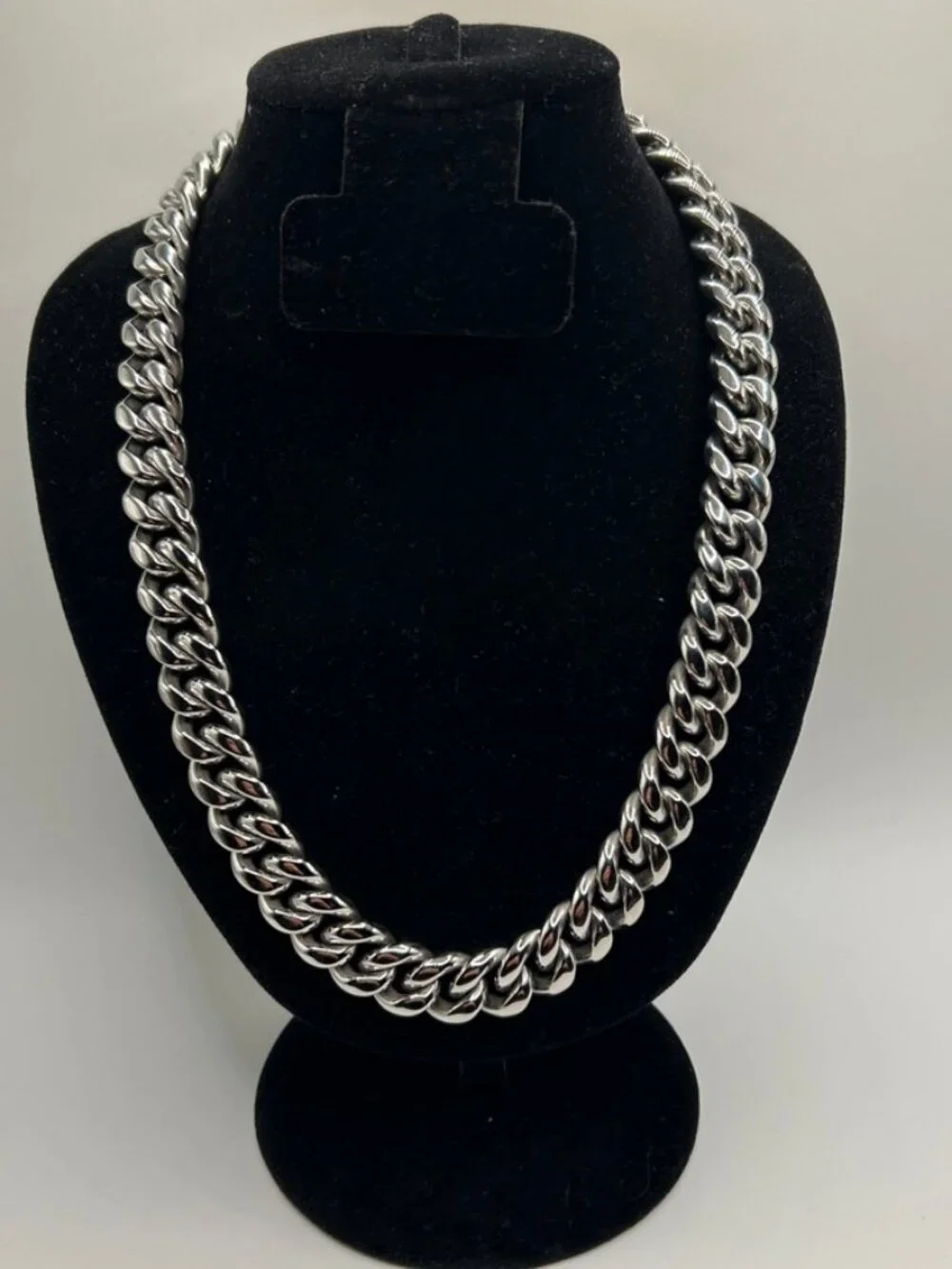 Mens Real Silver Cuban Chain 14mm 24 Inch Stainless Steel Plated Durable Solid